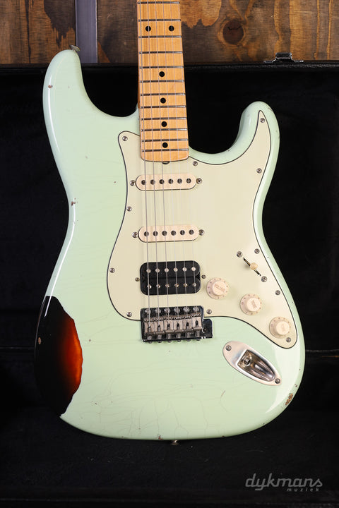 Del-Tone 50’s S-Style Surf HSS Surf Green over 3-Tone Sunburst