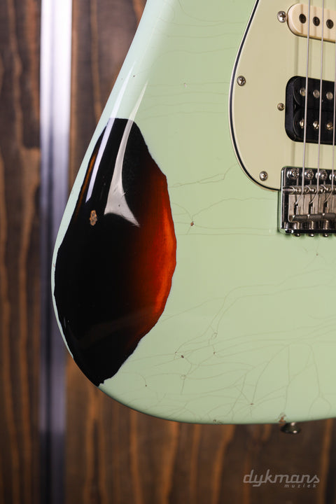 Del-Tone 50’s S-Style Surf HSS Surf Green over 3-Tone Sunburst